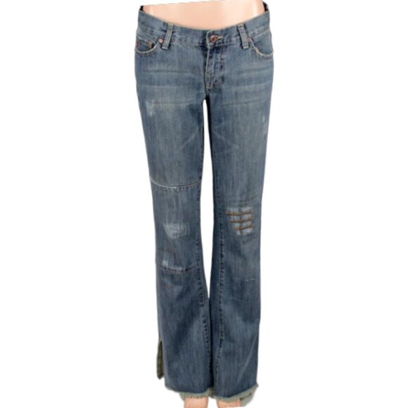 7 FOR ALL MANKIND Distressed Low-Rise Jeans - Picture 1 of 8